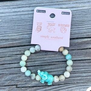 Simply Southern Aqua Elephant Bead Stretch Bracelet